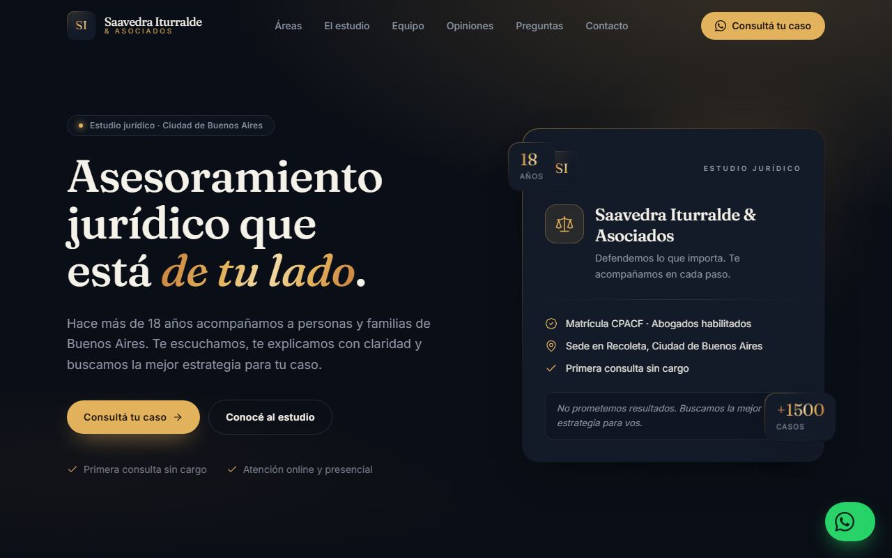 Ejemplo de web para Estudio jurídico: Saavedra Iturralde