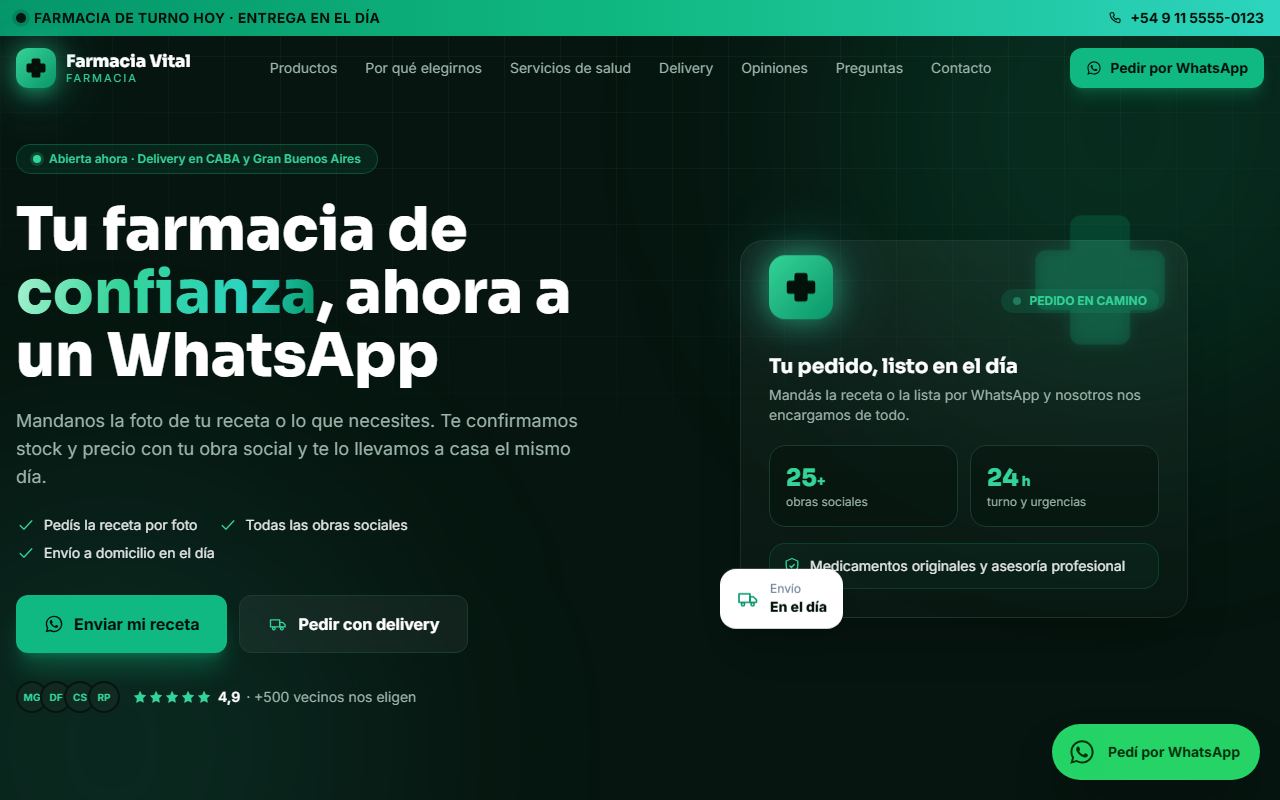 Ejemplo de web para Farmacia: Farmacia Vital