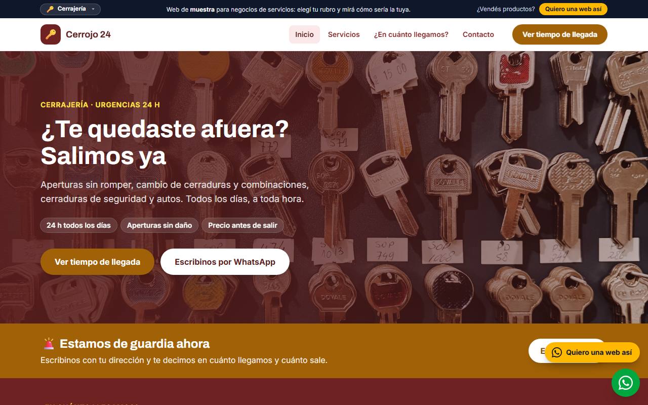 Ejemplo de página web para cerrajerías