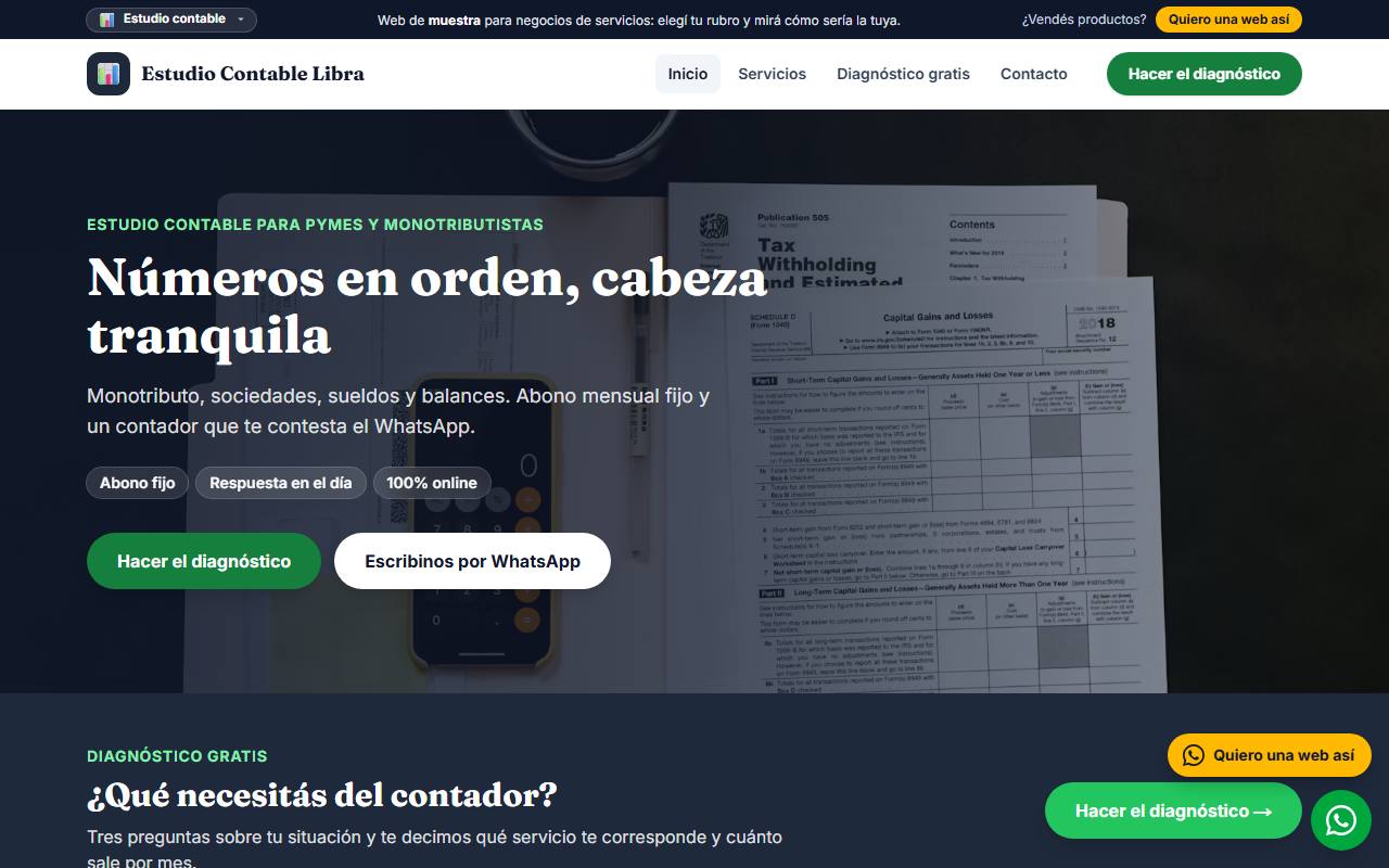 Ejemplo de página web para estudios contables