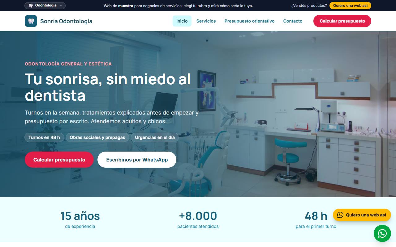 Ejemplo de página web para consultorios odontológicos