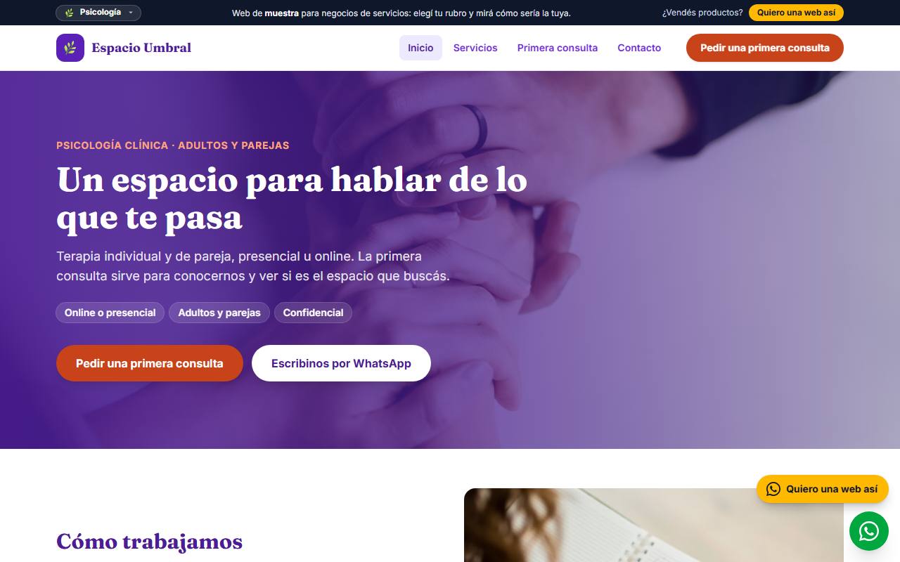 Ejemplo de página web para psicólogos