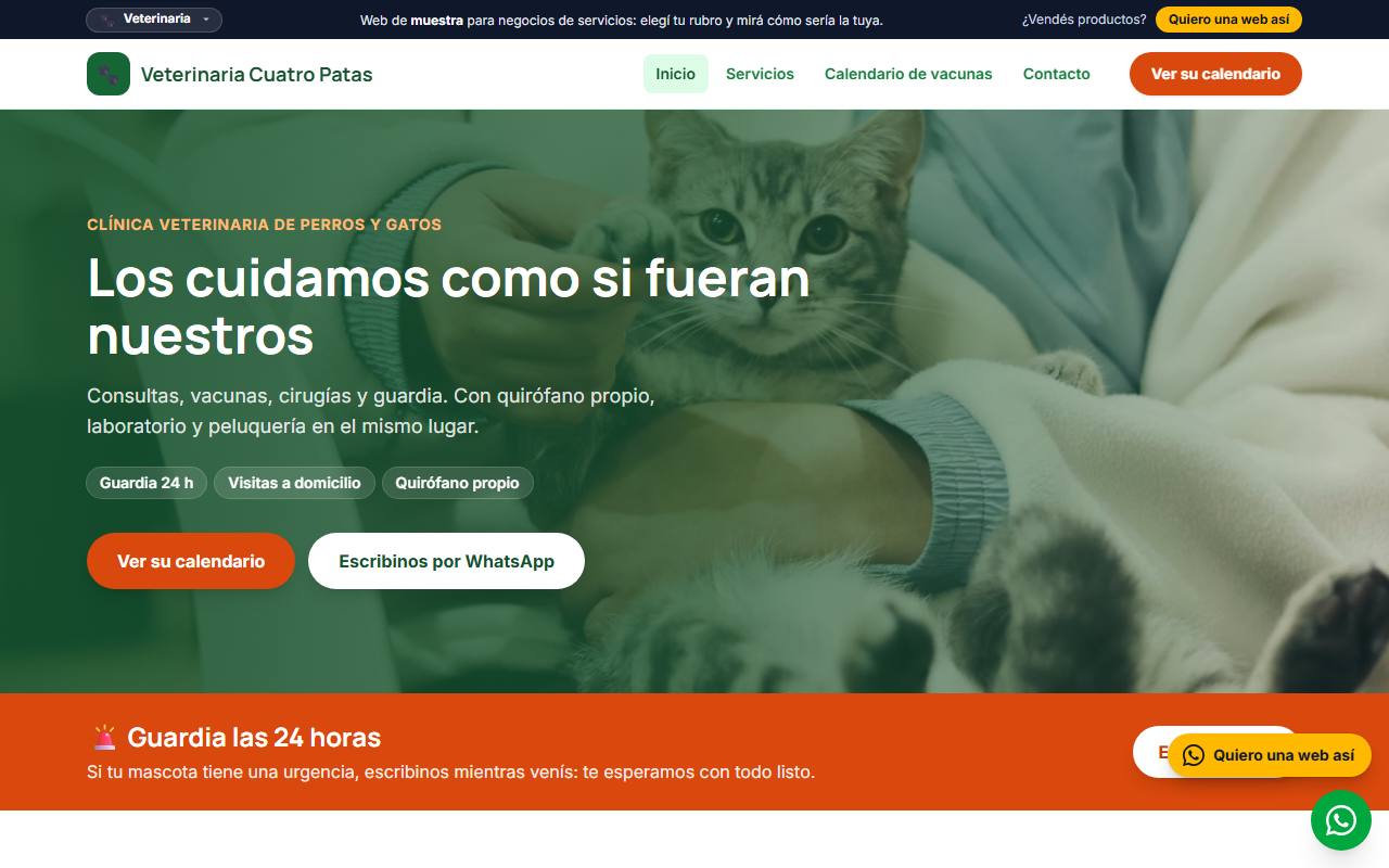 Ejemplo de página web para veterinarias