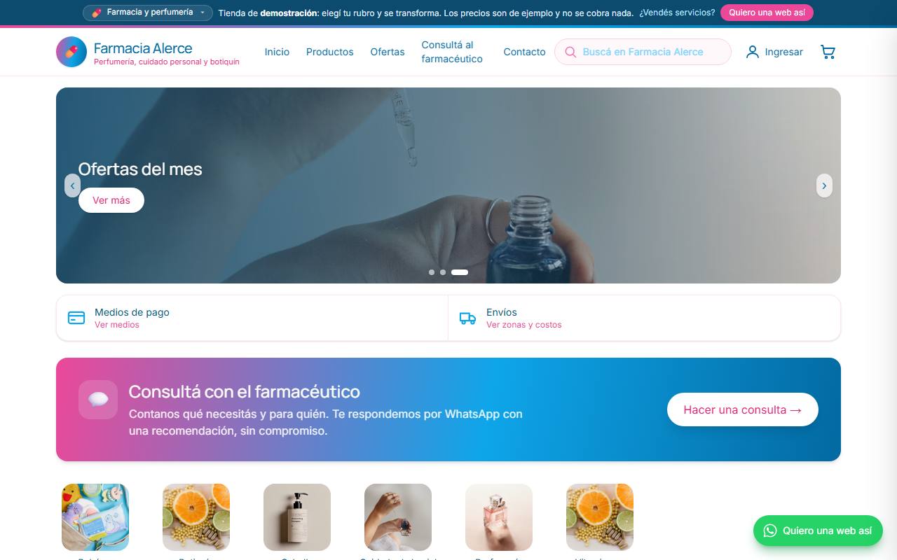Ejemplo de página web para farmacias