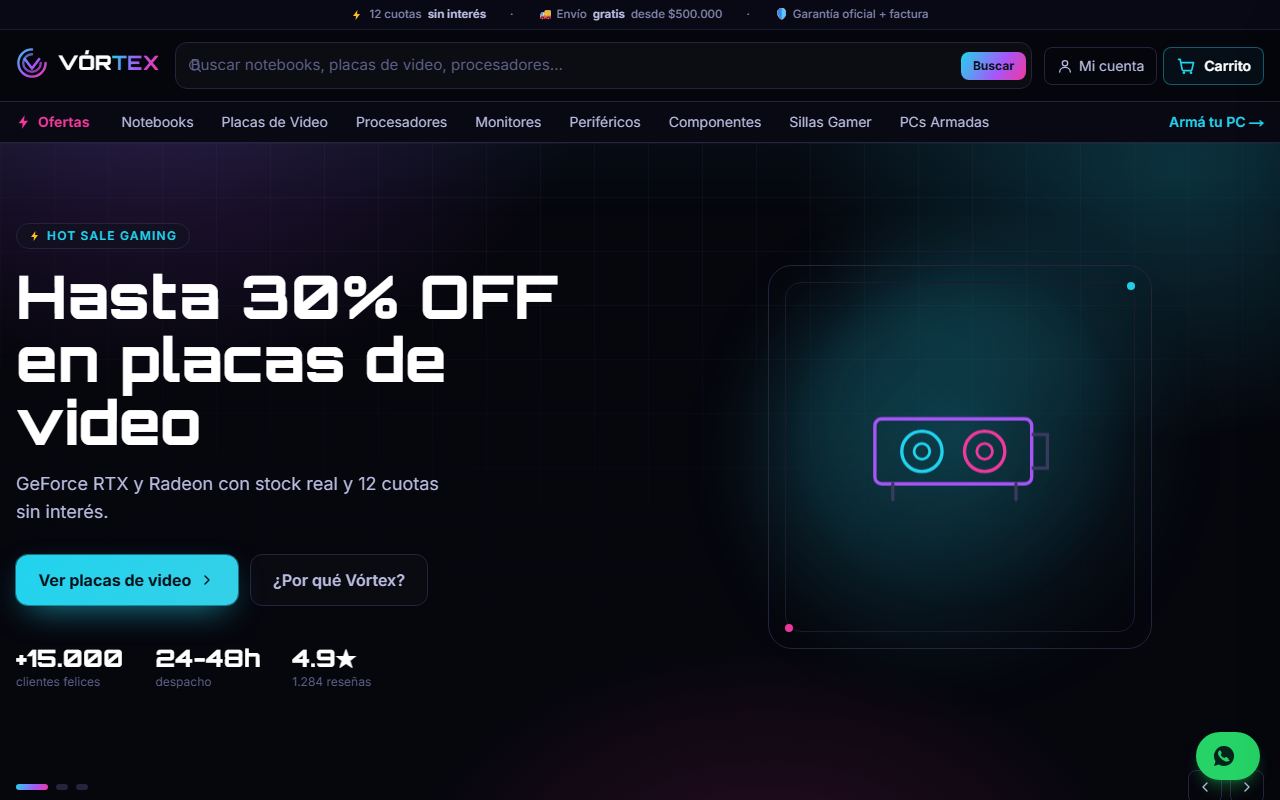 Ejemplo de web para Tienda de tecnología con carrito: Vórtex Tech