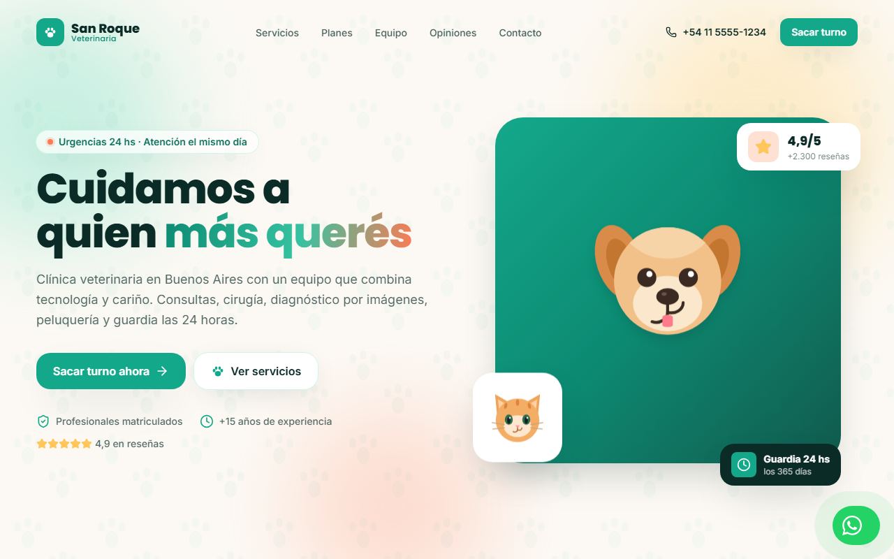 Ejemplo de web para Veterinaria: San Roque